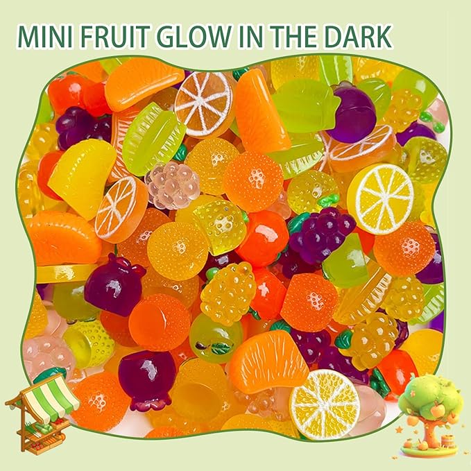 Mini Glow In The Dark Animal Resin Models, Resin Animals Mystery Bags, Individually Wrapped Blind Bags Tiny Animal Figurines, Collectible Mini Animals For Fairy Garden, DIY Crafts (200, Fruit)
