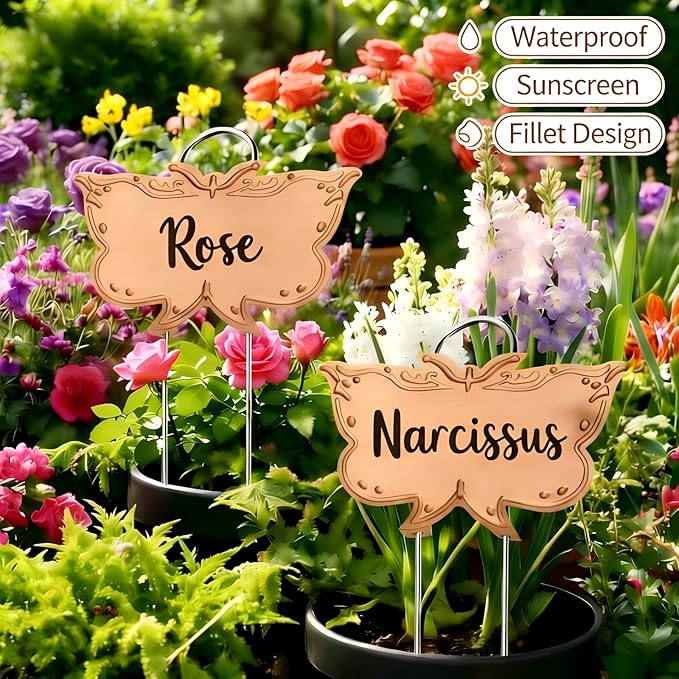 Metal Plant Labels 30 Pack 11in Tall Rose Gold Outdoor Waterproof Garden Label Large Garden Seed Stake Tags for Flowers Fruits and Vegetables