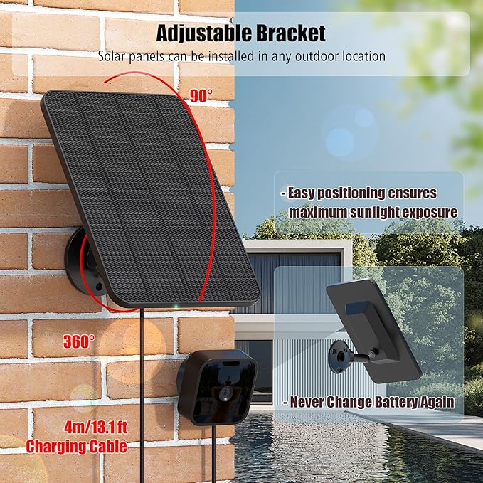 Rhorawill 3 Pack Solar Panel for Blink Outdoor 2K+/(3rd Gen) XT3/Outdoor 4(4th Gen) and XT/XT2 Camera(Not Included)/Blink Outdoor Camera,Solar Panel with Mount 13.1ft Cable Rubber Plug