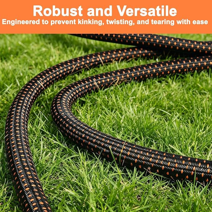 Garden Hose, 50Ft Ultra Flexible Water Hose, with 10 Function Sprayer,Ultra-Lightweight,Leak-Proof,Non-Slip Swivel Handles, Non-Expand,Non-Kink Hoses for Yard, Lawn,Outdoor (OrangeBlack,50Ft)