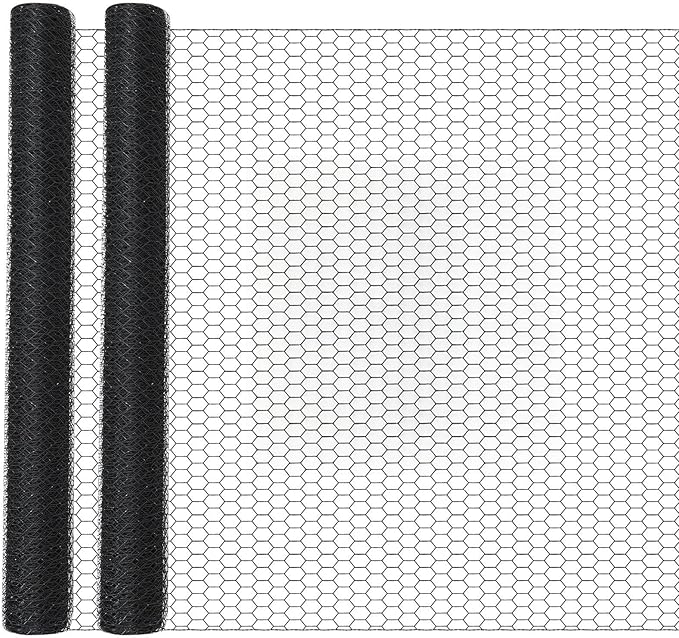 GlikCeil 36 in x 200 ft Chicken Wire Fencing Metal Floral Chicken Wire Mesh for Crafts Poultry Garden, 1 Inch Hexagonal Galvanized Hardware Netting for Poultry Coop Barrier Rabbit Cage (Black)