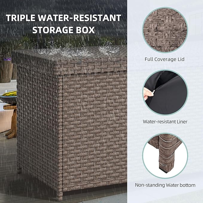 YITAHOME 260 Gallon Wicker Deck Box, XXL All-Weather Outdoor Storage Box, Extra Large Rattan Storage Bin for Patio Furniture, Outdoor Cushions, Pool Storage and Garden Tools (Brown)