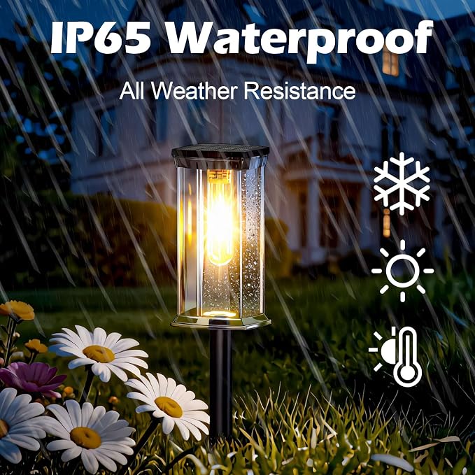 12 Pack Solar Lights Outdoor,Solar Pathway Lights Waterproof GardenLight, Solar Lights Pathways LED Landscape Lighting for Walkway, Driveway, Path, Yard, Patio Decor, Warm White