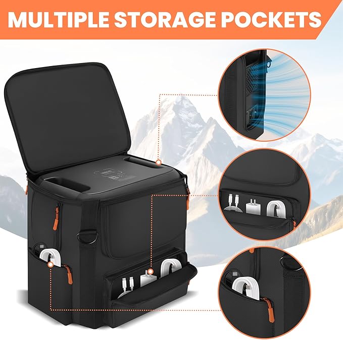 Carrying Case Compatible with BLUETTI AC180, Power Station Travel Bag Padded for AC180 with Multi-pockets, Protective Cover Storage Bag with Shoulder Strap & Handle Compatible with BLUETTI AC180