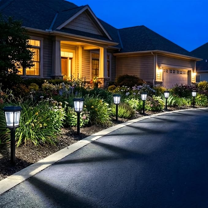 8 Pack Solar Lights Outdoor Pathway, Modern Solar Garden Lights, Waterproof Auto On/Off LED Outdoor Solar Lights for Yard, Landscape Path, Walkway, Driveway Décor