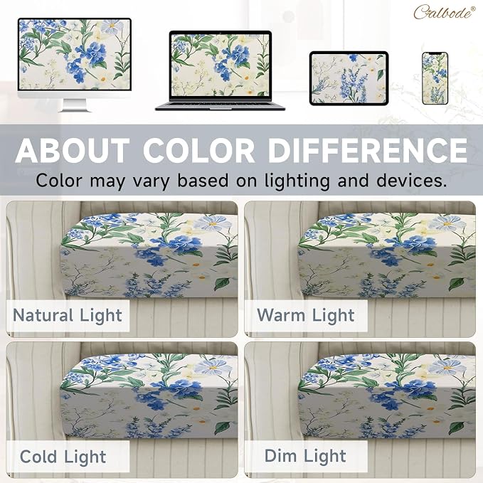 CALBODE 8 Pcs Stretch Outdoor Seat Cushion Covers, Washable Chair Seat Cover for Patio Furniture Cushions Soft Indoor and Outdoor Couch Cover Replacement (Bluebell, Cover Only)