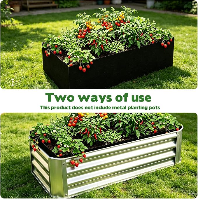 2 Sets Raised Garden Bed Liner Bag, 4 x 2 x 1 ft Breathable Grow Bed Fabric Liners with Clips Gloves, Garden Grow Bed Bag Grow Planter Bags Plant Bed for Planting Vegetables Flowers and Herbs