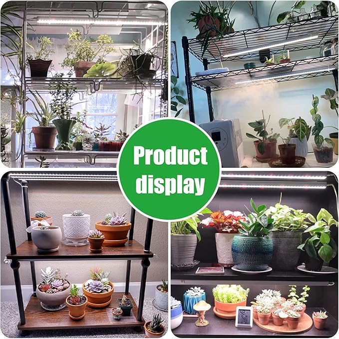 2 Head 13" Growing Lamp for Indoor Plants, Red & White Full Spectrum LED Grow Light Strips with Auto ON/Off, 3/9/12H Timer,10 Dimmable Levels for Green House Seedlings