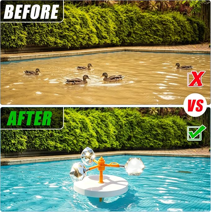 Duck Deterrent for Pool Floating Reflective Bird Scare Device, Automatic Swinging, Keep Birds Ducks Away from Your Backyard, Pool, Boat and Garden Roof