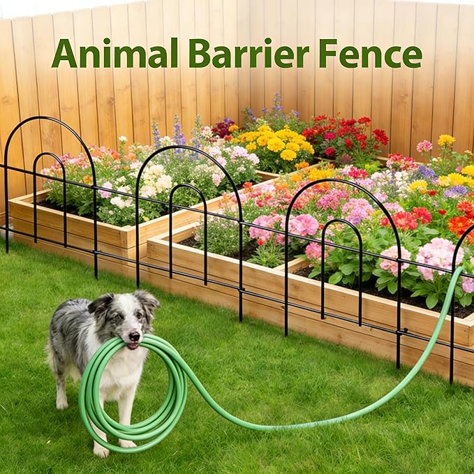24in(H)×50ft(L) Green Decorative Garden Border Fence Total 35 Panels No Dig Metal Folding Fence Garden Edging Border Fence for Animal Barrier Fencing Flower Bed Yard Patio