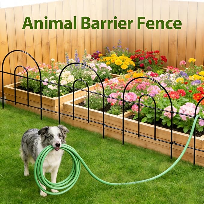 16in(H)×40ft(L) Green Decorative Garden Border Fence Total 40 Panels No Dig Metal Folding Fence Garden Edging Border Fence for Animal Barrier Fencing Flower Bed Yard Patio
