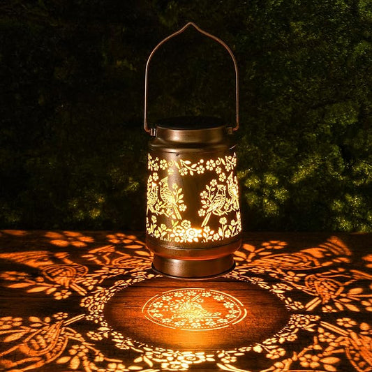 Solar Lanterns Outdoor Waterproof, Cardinal Bird Floral Design Hanging Solar Lights Garden Decor for Patio Porch Yard Lawn, Cardinal Gifts for Women Mom Grandma