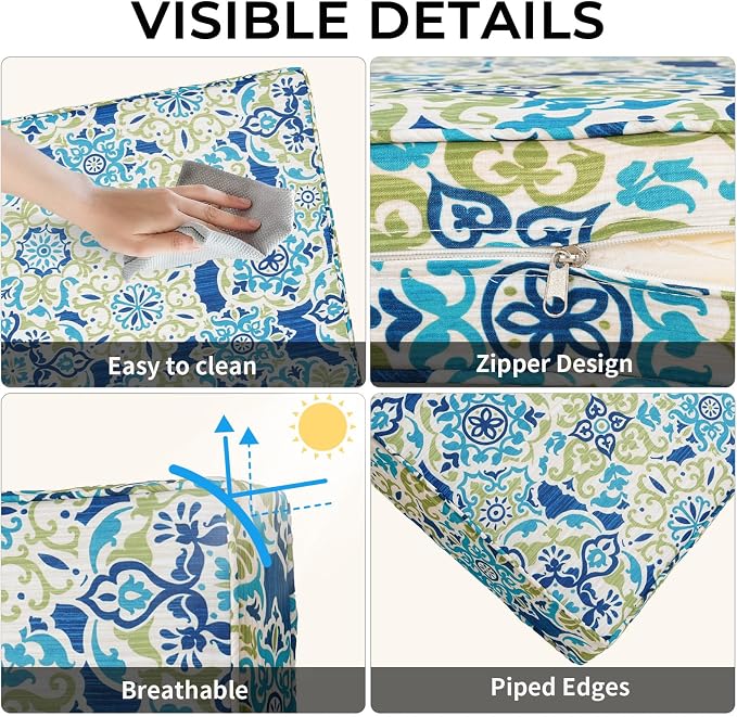 14 Piece Outdoor Patio Cushion Covers Replacement Waterproof with Zipper for 6-Seater Sectional Couch Chair Patio Furniture Conversation Sofa Seat Cushions Slipcovers Set, Only Cover