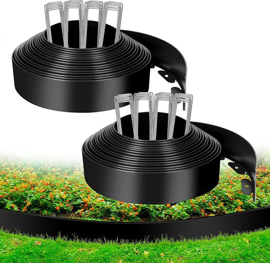 3 Inch x 80 FT (Multiple Sizes Available) Landscape Edging, Garden Edging Borders with 80pcs Upgrade Stakes, Flexible No Dig Plastic Garden Border for Lawn, Landscaping, Flower Beds and Yard