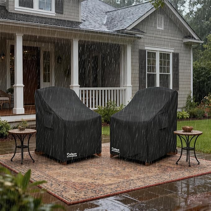 Patio Chair Cover 32W x 35D x 36H inches,Waterproof Heavy Duty Outdoor Furniture Covers for Patio Adirondack Chair 2 Pack(Black)