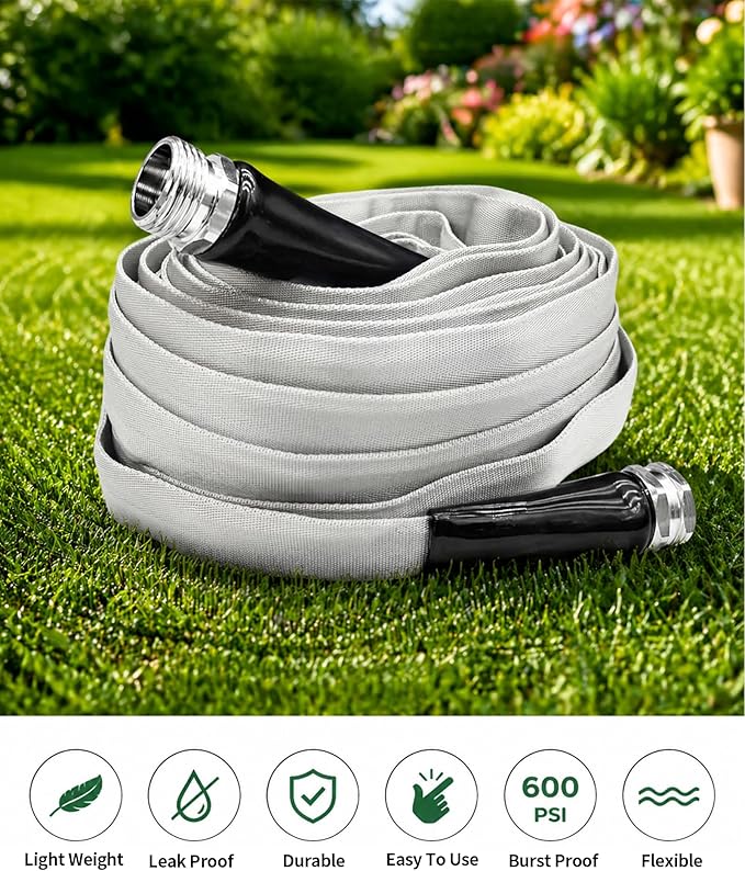 Garden Hose 50ft, Ultra-Light & Flexible Water Hose, Durable, All-Weather, Made of TPU-Drinking Water Safe, Easy to Store & Coil, Kink-Free, Camping, Car Wash, Yard, Garden and Home, Gray