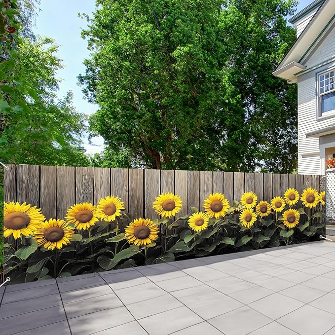 10x3 ft Extra Large Spring Sunflower Banner Outdoor 115''x35'' Sunflower Banner for Fence Outside Garden Large Yard Banners