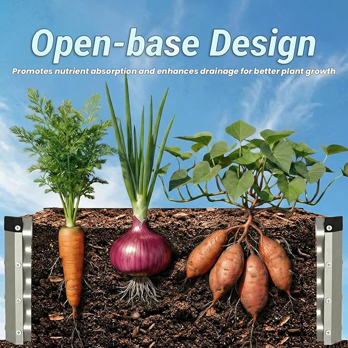 2Packs 8x4x1 FT Raised Garden Beds Outdoor, Planter Raised Beds for Gardening, Vegetables, Flowers, Metal Garden Box, Deep Plant Flower pots Outdoor (Silver)