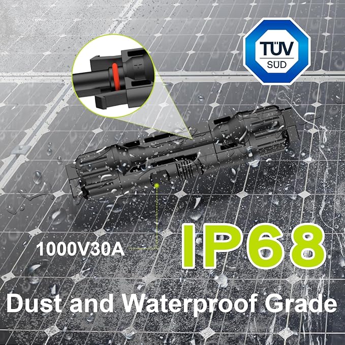 30 Pairs Solar Connector (10AWG), 60Pcs Solar Panel Cable Connectors Adapter Male/Female IP68 1000V 30A 10AWG 12AWG 14AWG Waterproof Dustproof Connector with 2 Spanners (30 Pairs Solar Connectors)