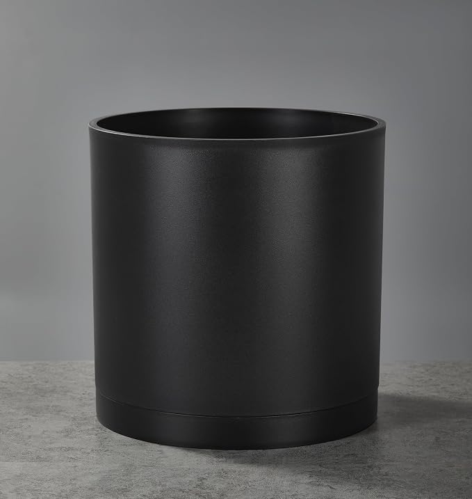 FaithLand 8-Inch Black Planter & 8”-12” Adjustable Stand Bundle