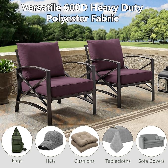 Waterproof Canvas Fabric by The Yard, 58inch 600D Upholstery Fabric Polyester Material Outdoor Water Resistant Material for Sewing Chair Patio Cushion Bag Sofa Seat Repair, 2 Yard Pink Purple