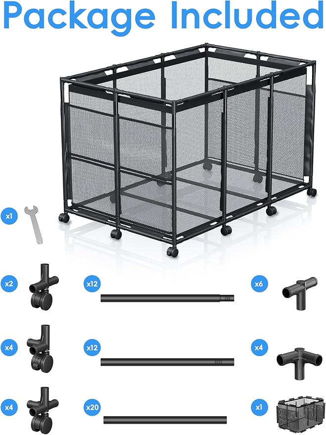 Pool Float Storage - Rolling Mesh Pool Storage Bin for Noodles, Goggles, Floats & Balls, XXL Large Outdoor Pool Toy Organizer with Wheels for Swimming Accessories, Black