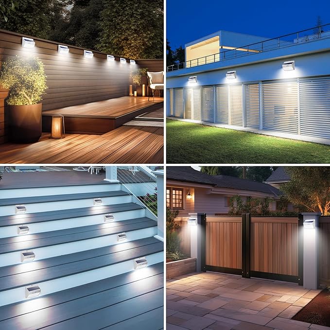 Peasur Solar Outdoor Lights, [8 Packs] Motion Sensor Security Lights with 3 Lighting Modes Wall Lights Waterproof Solar Powered Lights for Garden Yard,White