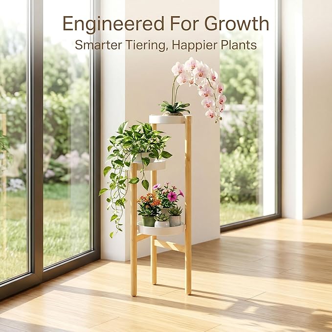 APRTAT Plant Stand Indoor, 3 Tier Bamboo Plant Stands Corner Plant Stand for Multiple Plants, Tall Plant Shelf Plant Holders for Indoor, Outdoor, Corner, Living Room, Balcony, and Bedroom