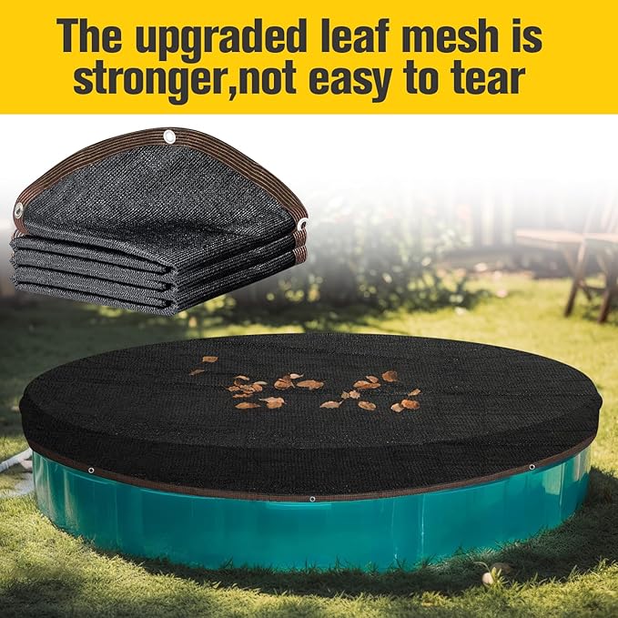 Pool Leaf Net Cover 21 ft Round, Fine Mesh Leaf Net for Above Ground Pool, Winter Pool Cover 21 ft Round Above Ground, Cover Size: 24-Feet Dia (Includes 3-feet Overlap) (Black -Round, 21FT)