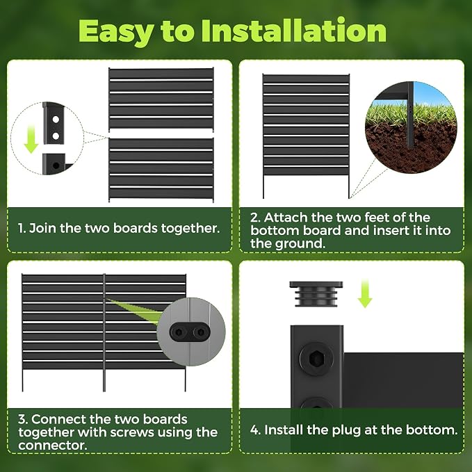2 Panels Air Conditioner Fence，42" H x 38" W Outdoor Freestanding Privacy Panel Screen Trash Can Decorative Fence Panel No Dig Backyard Fencing for AC, Patio, Pool, Outside, Backyard, Balcony