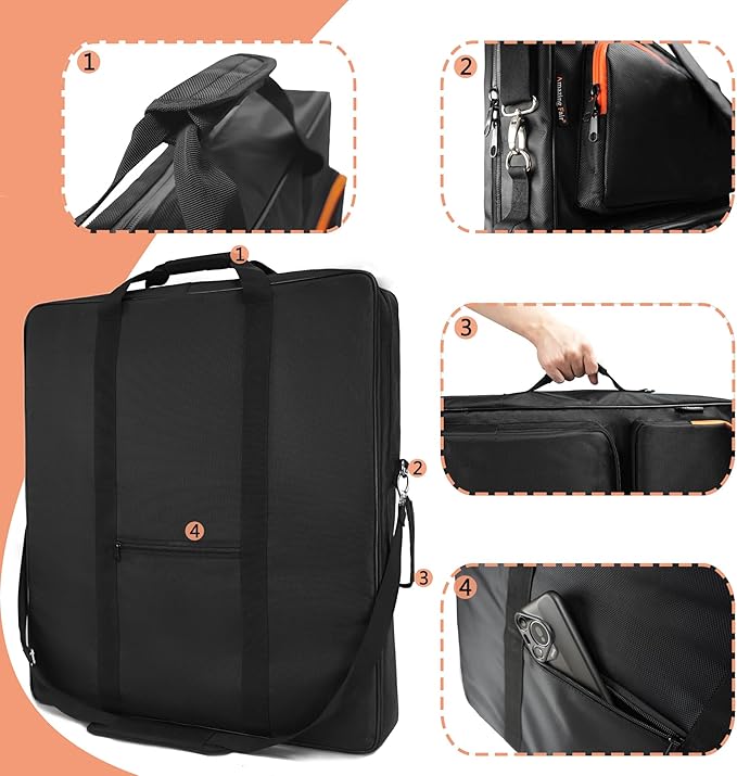Solar Panel Storage Bag Compatible with 2 Jackery 100W / 200W, Padded Portable Solar Panel Travel Bag Compatible with Jackery SolarSaga (100W | 25.2"×22"×4.5")