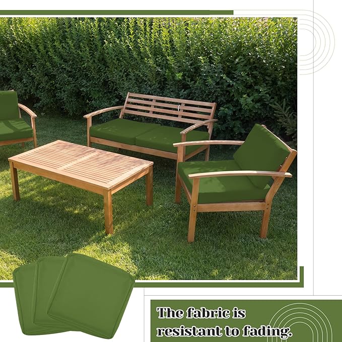 Mindsoft 8 Pcs 24"x24" Patio Cushion Covers Outdoor Cushion Covers Replacement High UV Resistant Anti Slip Waterproof Patio Chair Seat Slipcovers for Outdoor Furniture(Sage Green)