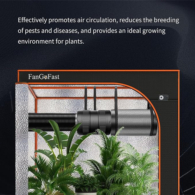 FanGoFast 6 Inch Inline Duct Fan 345CFM Airflow with Stepless Speed Control Low Noise Energy Saving Ventilation Booster Fan for Grow Tents,Workshops,Basements