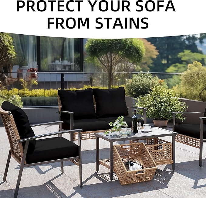 Outdoor Cushion Covers Set,12PCS Patio Furniture Couch Seat Slipcovers, Replacement for Sofa Sectional Chair(Cover，Only)