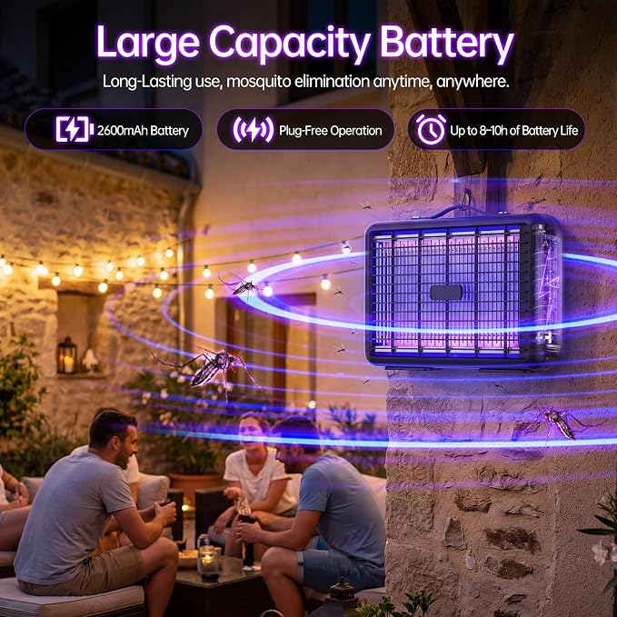 Electric Bug Zapper Indoor Outdoor, 100,000-Hour LED Mosquito Zapper with 3500V Powerful Grid, Lightweight Fly Zapper for Home, Patio, Garage