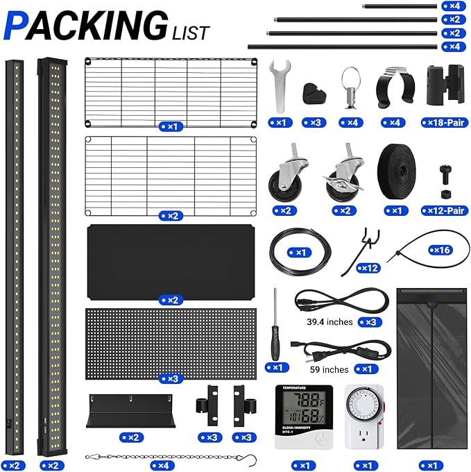 Barrina LH750 Pegboard Indoor Greenhouse with Grow Light, Plant Cabinet with 90W 5000K Full Spectrum Lamps, 3 Adjustable Pegboards, Timer, Wheel, for Foliage Plant, Seedling, 29.5x13.8x67.9IN