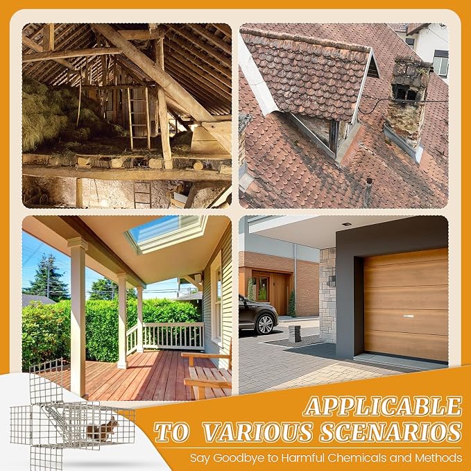 2Sets One Way Squirrel Door Excluders, 3 × 3 × 9inch Animal Excluder Cage, Humane Squirrels, Chipmunks Contactless Excluder, for Outdoor Spaces Like Attics, Chimneys - Includes Full Installation Kit