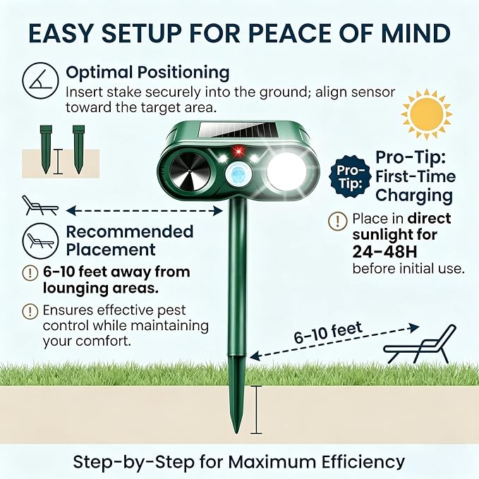 2Pack Upgraded Sonic Fortress Pro Deer Repellent Solar Ultrasonic Animal Repellent Outdoor Cat Deterrent with Motion Sensor Strobe Light for Skunk Rabbit Raccoon Squirrel Fortress Pro for Yard Garden