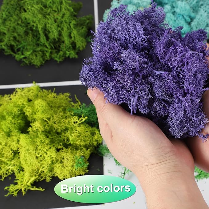uxcell Preserved Reindeer Moss, 17.6oz Fake Moss for Crafts Artificial Dried Moss for Decoration Terrariums Potted Plants, Purple
