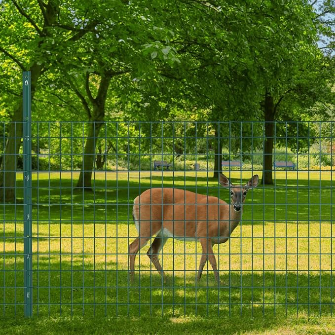 GILPWA Welded Wire Fence, 50ft(L) x 24inch(H) Garden Fence for Dog, 2 Inch x 3 Inch 16GA Fencing for Chicken, PVC Coated Anti-Rust Roll Metal Wire Mesh Fence for Yard Vegetable, Green