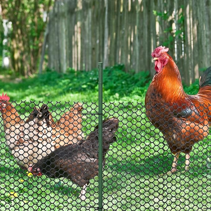 Marsui Animal Barrier Fence 12in x 33ft No Dig Garden Fence Mesh Fencing with Steel Stake Movable Portable Temporary for Poultry Dogs Rabbits Chicken Snake Barrier Garden Backyard Outdoor