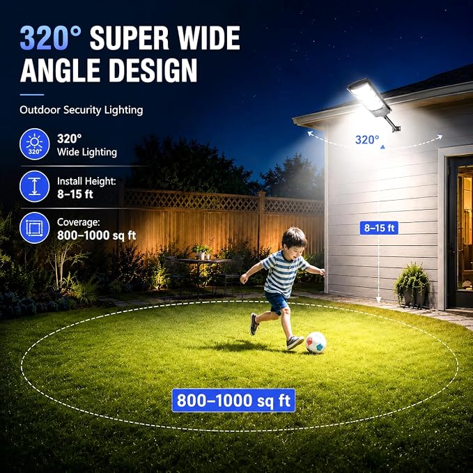 Solar Lights Outdoor Waterproof, 2 Pack Motion Sensor Solar Security Lights Outdoor with Remote Control, Dusk to Dawn Outdoor Solar Lights for Yard, Backyard, Driveway, Garage & Fence