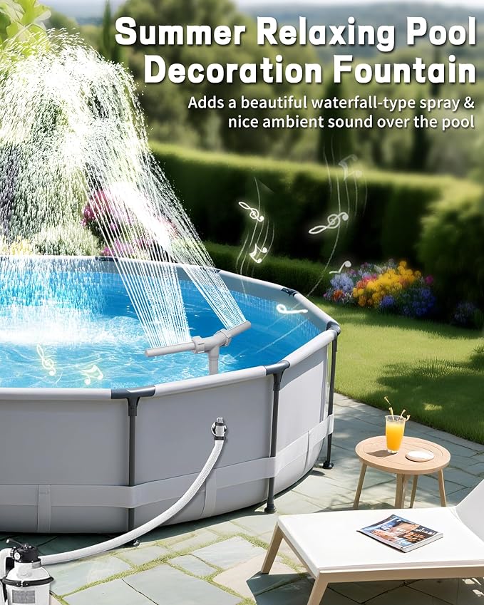 Pool Fountain for Above and In-Ground Pools - Adjustable Heigh & Dual-Sprayer Waterfall Sprinkler for Pool, Swimming Pool Spa Decoration Water Fountain, Pool Aerator Accessorie for Fun Cooling Relax