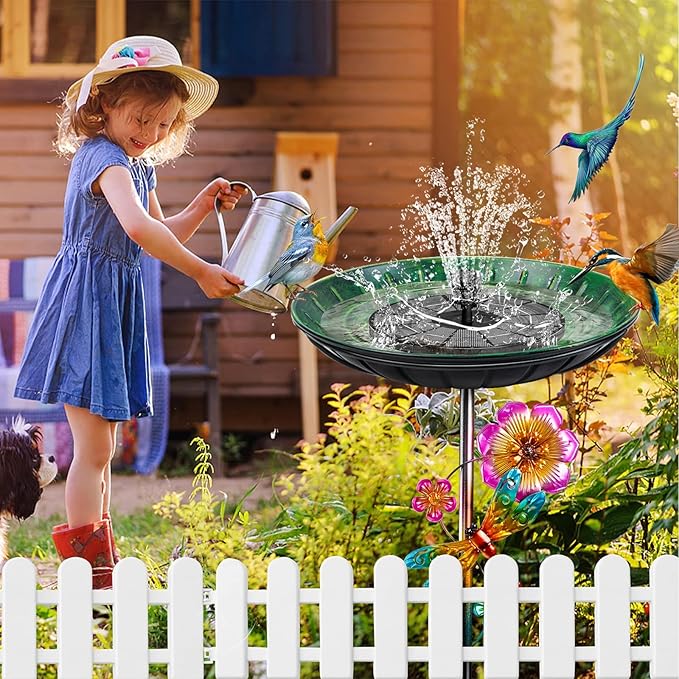 Metal Bird Bath for Outside, Removable Birdbath Feeder Bowl for Outdoors, Freestanding Bird Baths with Upgraded 5-Pronged Base for Garden Patio Yard Lawn Decor (Vintage Green)