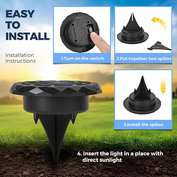 SOLPEX Mini Solar Ground Lights, 20 Pack Pathway Solar Lights Outdoor Waterproof, Garden Lights for Driveway Walkway Yard Landscape (Cool White)