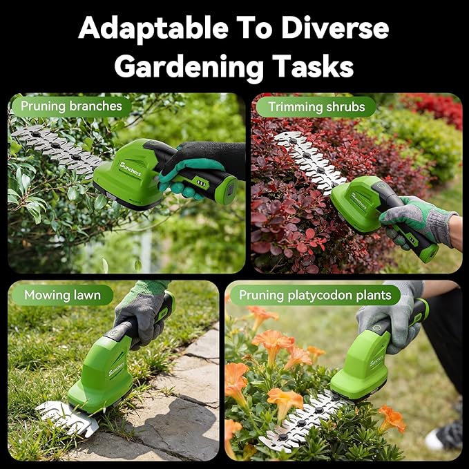 2 in 1 Hedge Trimmer Cordless, 7.2V Electric Grass Cutter Hedge Shears, Handheld Shrub Bush Trimmer, Lightweight Grass Shears, Rechargeable Yard Tool Battery and Type-C Cable, Gifts for Father Day Dad