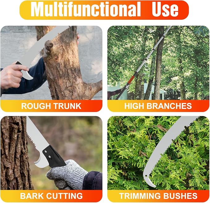 LAANPOLE 20FT Pole Saw, Telescoping Tree Trimmer with 3-12FT Extension Pole, Manual Branches Pruner for Backyard