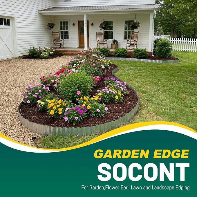 Corrugated Metal Garden Edging, 6"×10Ft Landscape Edging Border for Garden, Flower Bed, Lawn and Landscape Edging (Silver)