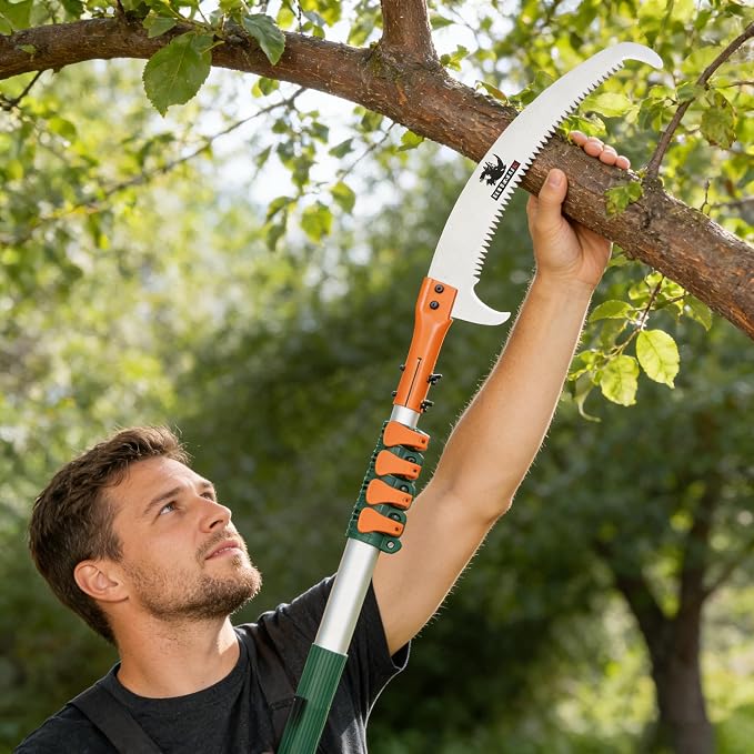 Tree Pruner Pole Saw Manual Extendable Long Tree Pruner Extendable，Pole Pruning Saw 18ft