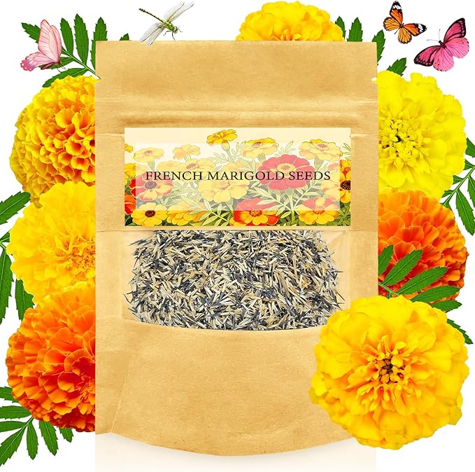 LUOJIBIE French Marigold Seeds for Planting Outdoors, Giant Marigold Flowers Seeds Bulk for 2026, Over 8,500+ Seeds Prolific Blooms, Ideal for Vibrant Pollinator Gardens